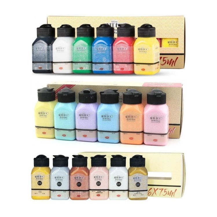 Artdeco Akrilik Boya Seti 18 Renk X 75 Ml. Canlı,pastel Ve Metalik Renkler