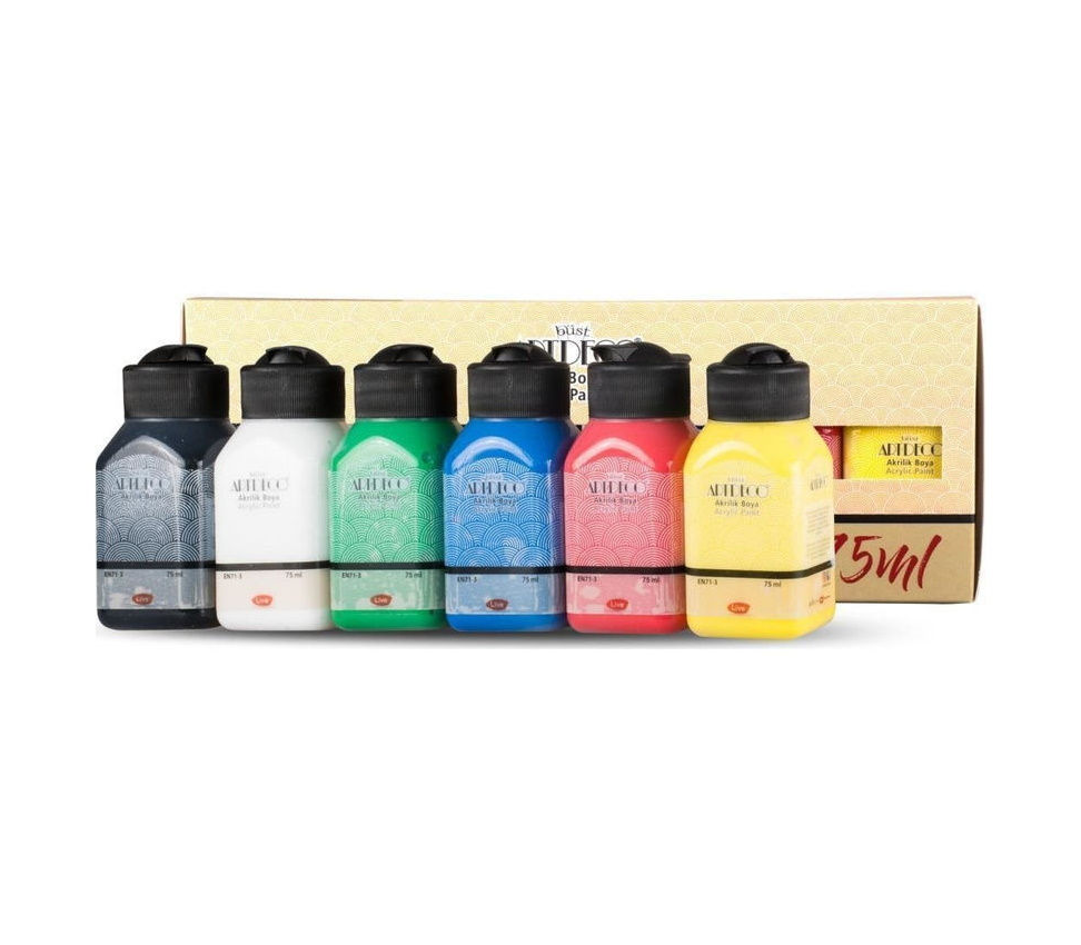 Artdeco Akrilik Boya Seti 6 Renk X 75ml. Canlı Renkler
