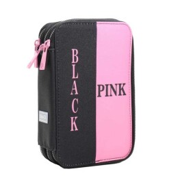Bback 3 Katlı Kalem Çantası / Kalemlik / Kalem Kutusu Black Pink - BBack