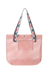 BBack File Kadın Plaj Çantası / Günlük El Ve Omuz Çantası 44x37 cm. BEBEK PEMBE (Desenli Saplı) - BBack