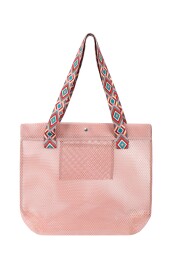 BBack File Kadın Plaj Çantası / Günlük El Ve Omuz Çantası 44x37 cm. BEBEK PEMBE (Ekose Saplı) - BBack