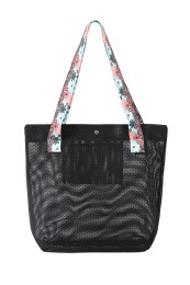 BBack File Kadın Plaj Çantası / Günlük El Ve Omuz Çantası 44x37 cm. SİYAH (Desenli Sap) - BBack
