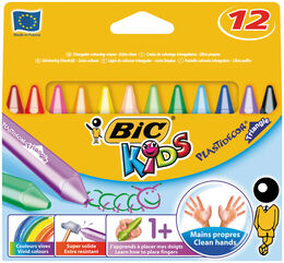 Bic Kids Plastidecor Triangle Elleri Kirletmeyen Üçgen Jumbo Mum Pastel Boya 12 Renk