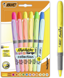 Bic Marking Highlighter Grip İşaretleme Kalemi Seti 12 Renk Pastel ve Neon