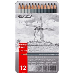Bigpoint Dereceli Kalem Karakalem Eskiz Çizim Seti 12'li - Bigpoint