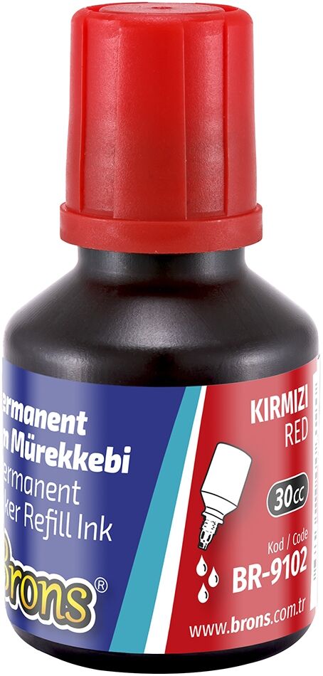Brons Permanent Marker Mürekkebi 30 Cc. Kırmızı