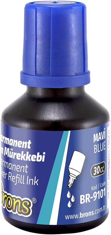 Brons Permanent Marker Mürekkebi 30 Cc. Mavi