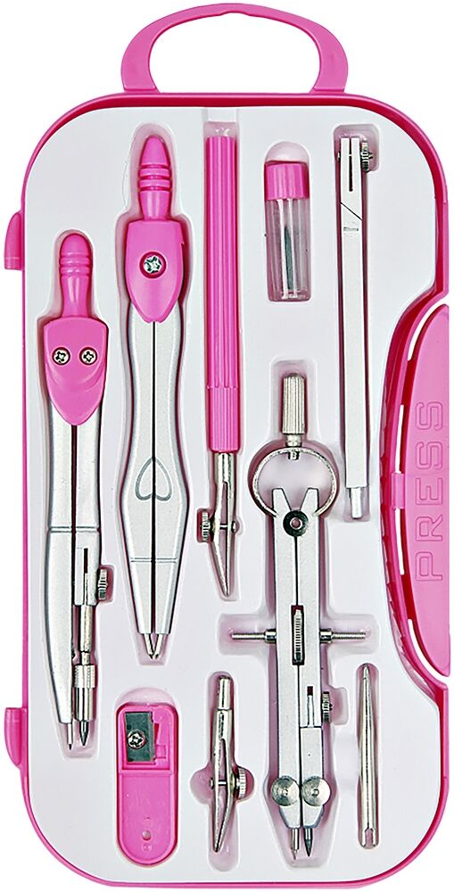 Brons Trilinli Metal Pergel Seti Pembe