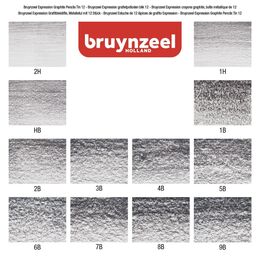 Bruynzeel Expression Graphite Dereceli Kalem Karakalem Eskiz Çizim Seti 12'li Metal Kutu