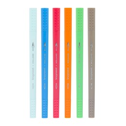 Bruynzeel Fineliner / Brush Pen Çift Taraflı Fırça Uçlu Kalem Seti 6 Renk RIO COLOURS - Thumbnail