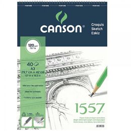 Canson 1557 Eskiz Çizim Defteri 120 gr. Üstten Spiralli A3 40 Sayfa