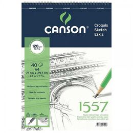 Canson 1557 Eskiz Çizim Defteri 120 gr. Üstten Spiralli A4 40 Sayfa