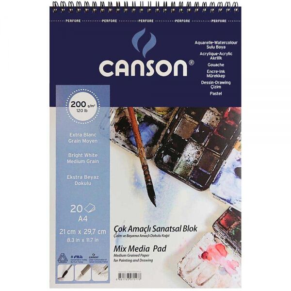 Canson Finface Çok Amaçlı Sanatsal Resim Ve Eskiz Çizim Defteri 200 Gr. A4 20 Sayfa