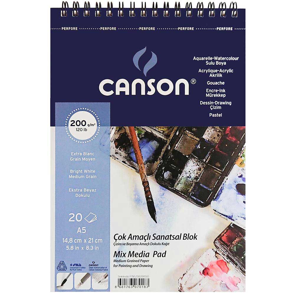 Canson Finface Çok Amaçlı Sanatsal Resim Ve Eskiz Çizim Defteri 200 Gr. A5 20 Sayfa
