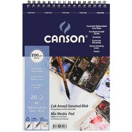 Canson Finface Çok Amaçlı Sanatsal Resim ve Eskiz Çizim Defteri 200 gr. A5 20 Sayfa