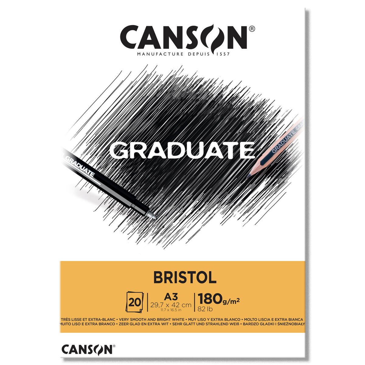 Canson Graduate Bristol Defteri Blok 180 Gr. A3 20 Sayfa