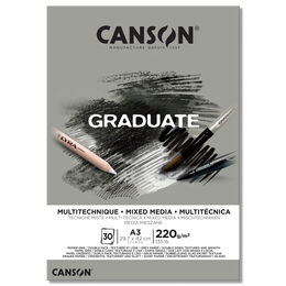 Canson Graduate Mixed Media Çok Amaçlı Eskiz Çizim Defteri Gri Yaprak 220 gr. A3 30 Sayfa