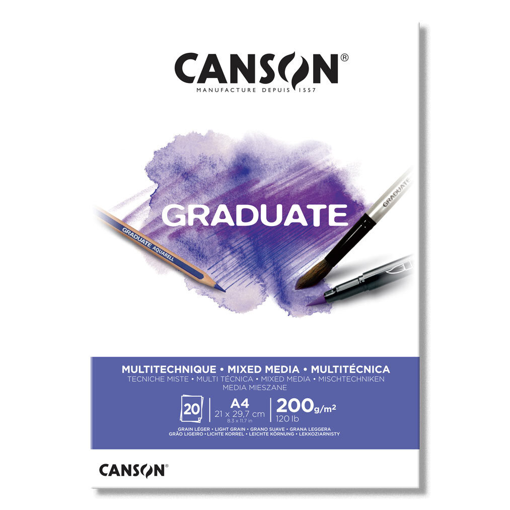 Canson Graduate Mixed Media Çok Amaçlı Eskiz Çizim Defteri 200 Gr. A4 20 Sayfa