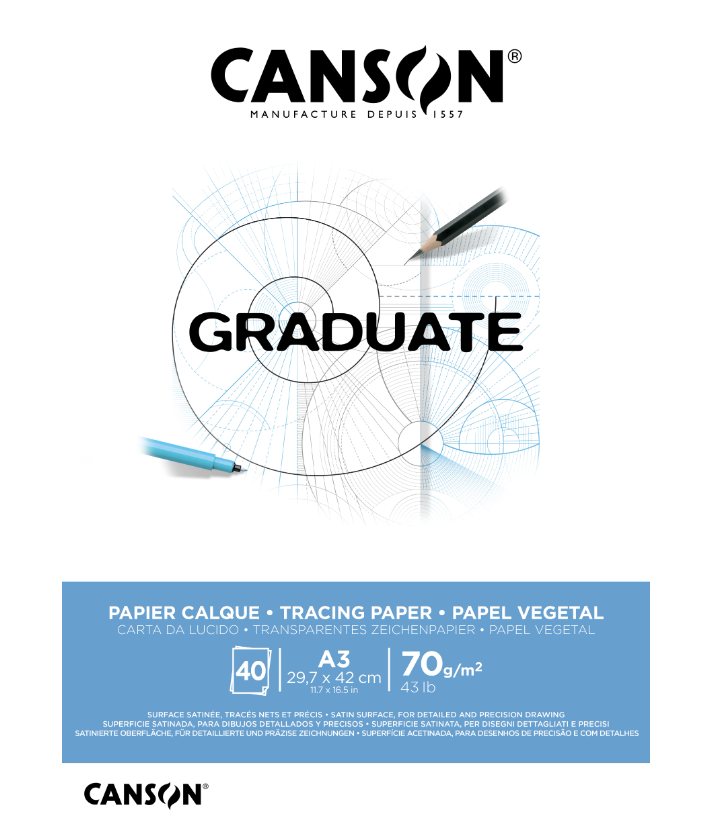Canson Graduate Tracing Paper Aydınger Eskiz Defteri Blok 70 Gr. A3 40 Yaprak