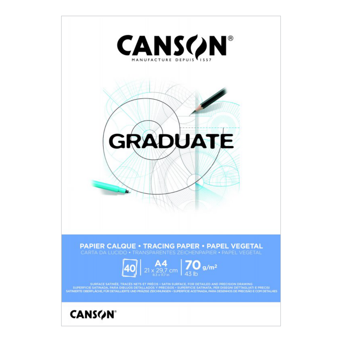 Canson Graduate Tracing Paper Aydınger Eskiz Defteri Blok 70 Gr. A4 40 Yaprak