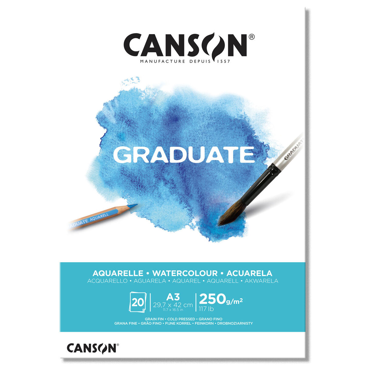 Canson Graduate Watercolour Sulu Boya Defteri Blok 250 Gr. A3 20 Yaprak