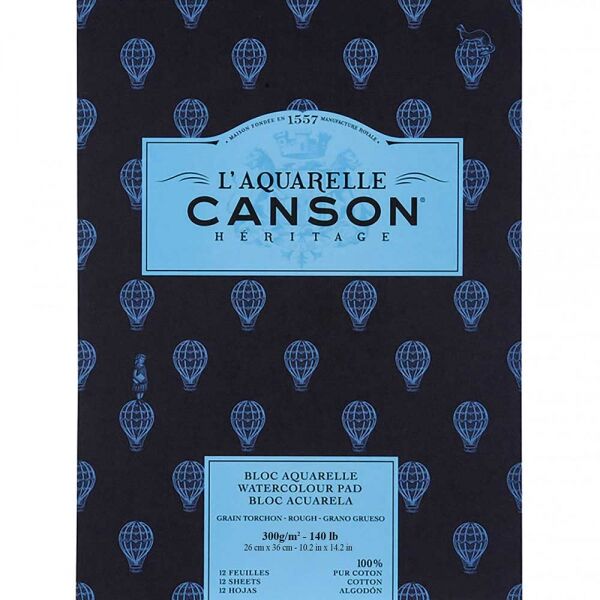 Canson Heritage Sulu Boya Defteri Blok Rough - Kalın Doku 300 Gr. 26x36 Cm. 12 Yaprak