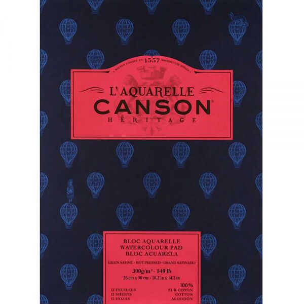 Canson Heritage Sulu Boya Defteri Blok Sıcak Baskı - Düz Doku 300 Gr. 26x36 Cm. 12 Yaprak