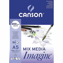 Canson Mix Media Imagine Çok Amaçlı Eskiz Çizim Defteri Blok 200 gr. A5 50 yaprak