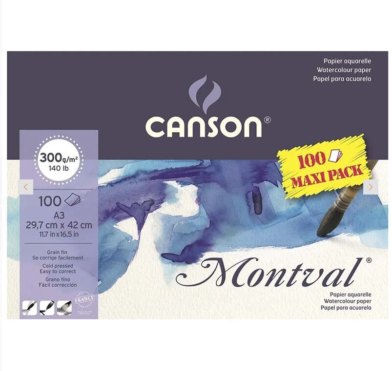 Canson Montval Maxi Pack Sulu Boya Defteri Blok 300 Gr. 29x42 Cm. 100 Yaprak