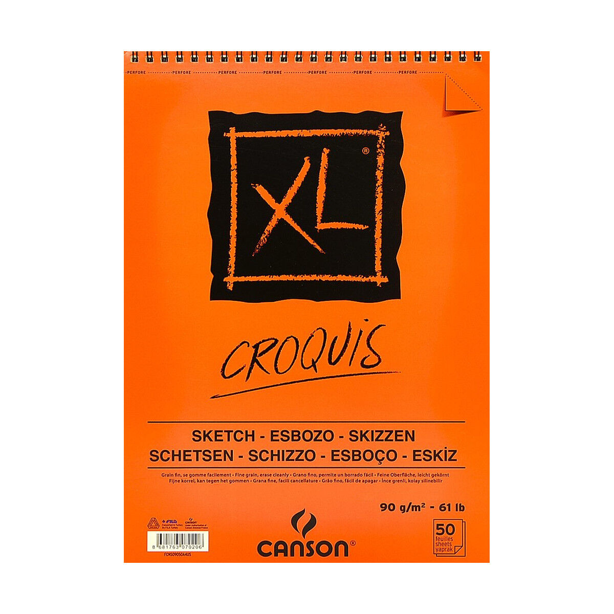 Canson Xl Krem Eskiz Çizim Defteri Üstten Spiralli 90 Gr. A3 50 Sayfa