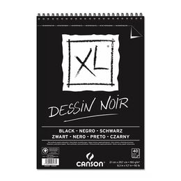 Canson XL Noir Spiralli Siyah Eskiz Çizim Defteri 150 gr. A3 40 yaprak - 1