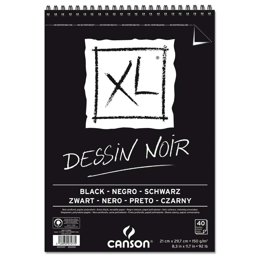 Canson Xl Noir Spiralli Siyah Eskiz Çizim Defteri 150 Gr. A4 40 Yaprak