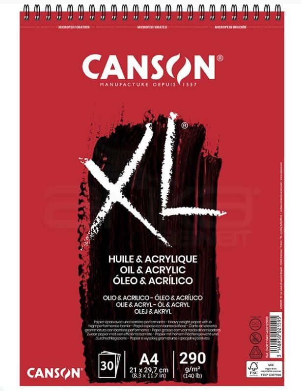 Canson Xl Spiralli Yağlı Boya Ve Akrilik Boya Defteri 290 Gr. A4 30 Yaprak