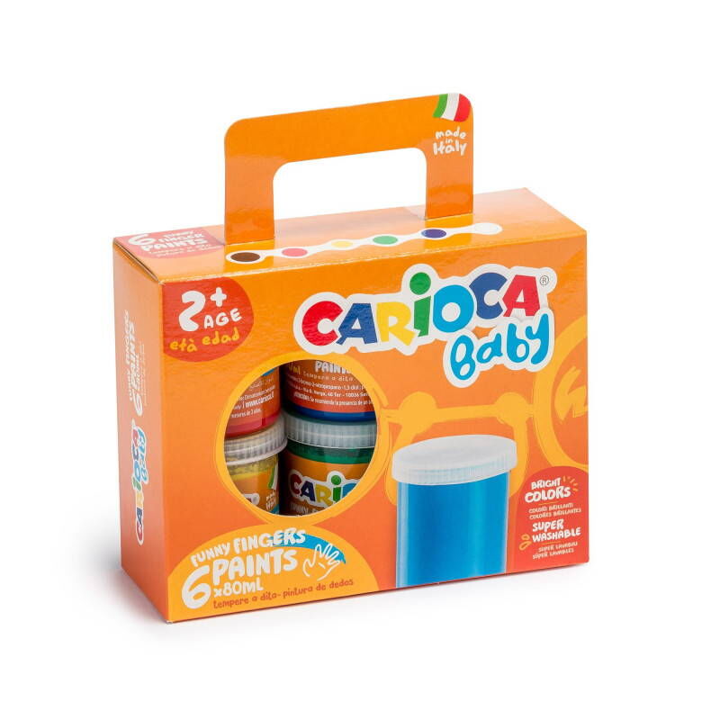 Carioca Baby Yıkanabilir Parmak Boyası 6 Renk X 80 Ml. 2+ Yaş
