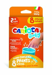Carioca Baby Yıkanabilir Parmak Boyası 8 Renk x 50 ml. 2+ Yaş - 1