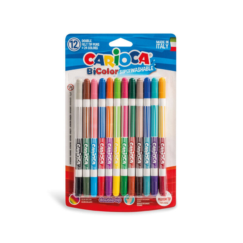 Carioca Bicolor Süper Yıkanabilir Çift Uçlu Keçeli Boya Kalemi 12