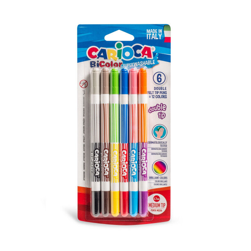 Carioca Bicolor Süper Yıkanabilir Çift Uçlu Keçeli Boya Kalemi 6