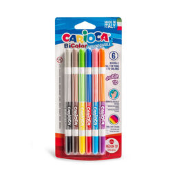 Carioca Bicolor Süper Yıkanabilir Çift Uçlu Keçeli Boya Kalemi 6'lı (12 Renk)