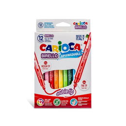Carioca Birello Jumbo+Standart Çift Uçlu Yıkanabilir Keçeli Boya 12 Renk