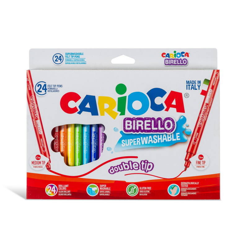 Carioca Birello Jumbo+standart Çift Uçlu Yıkanabilir Keçeli Boya 24 Renk