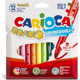 Carioca Bravo Süper Yıkanabilir Jumbo Keçeli Kalem 12 Renk (42755) - Carioca