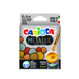 Carioca Metalik Tempera Süper Yıkanabilir Guaj Boya Seti 6 Renk x 25 ml.