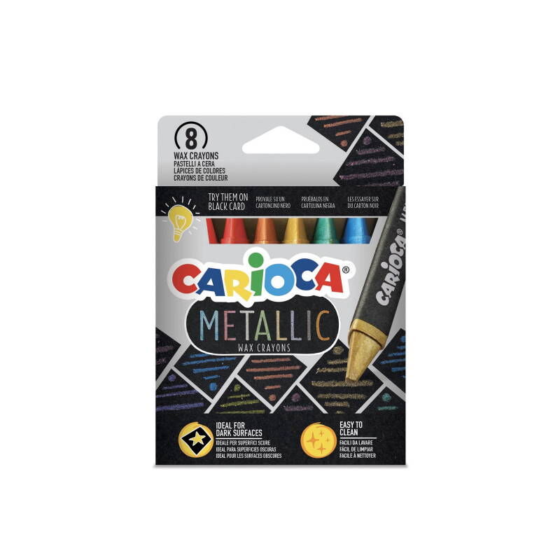 Carioca Metalik Wax Crayons Maxi Yıkanabilir Mum Boya 8 Renk
