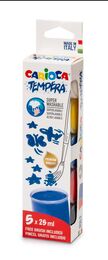 Carioca Tempera Süper Yıkanabilir Guaj Boya Seti 5 Renk x 25 ml. Fırçalı