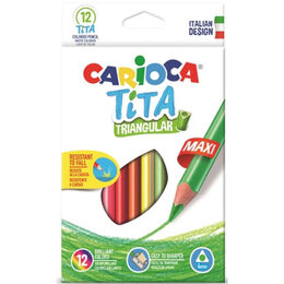 Carioca Tita Maxi Jumbo Üçgen Kuru Boya 12 Renk Karton Kutu (42791)