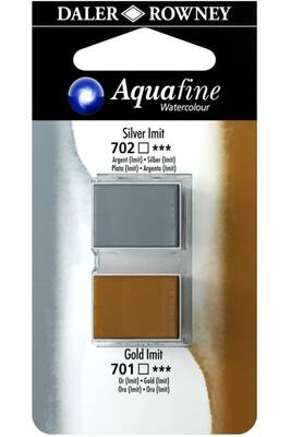 Daler Rowney Aquafine 1/2 Tablet Sulu Boya 2'li Set SILVER IMIT / GOLD IMIT