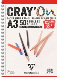 Clairefontaine Cray'On Eskiz Çizim Defteri Yandan Spiralli 120 gr. A3 50 yp.