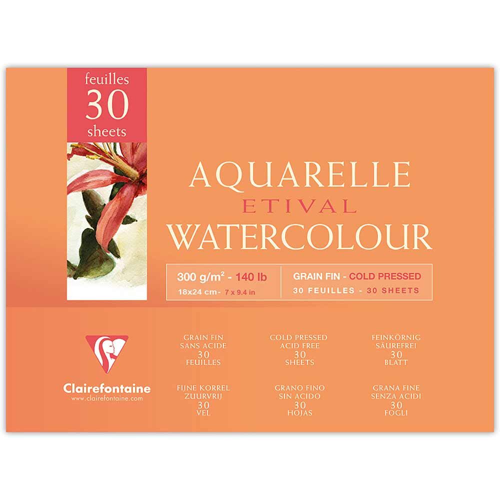Clairefontaine Etival Cold Pres Spiralli Sulu Boya Defteri Blok 300 Gr. 18x24 Cm. 30 Yaprak