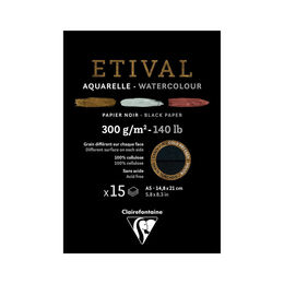 Clairefontaine Etival Siyah Sulu Boya Defteri Blok 300 gr. A5 15 yaprak - 1