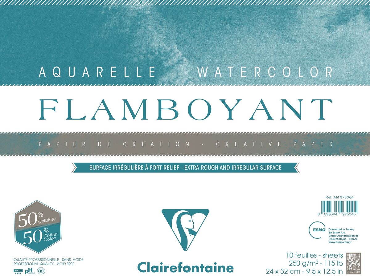 Clairefontaine Flamboyant Sulu Boya Defteri Blok 250 Gr. 24x32 Cm. 10 Yaprak